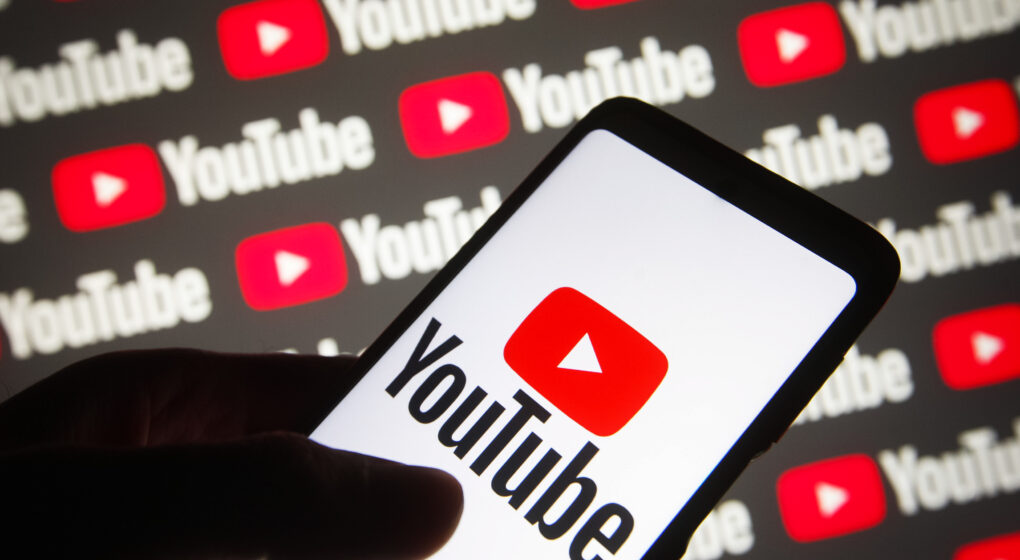 In this photo illustration, the logo of YouTube, an online