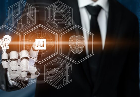 Robot stylisé représentant un assistant IA dans le parcours d’accueil de nouveaux utilisateurs