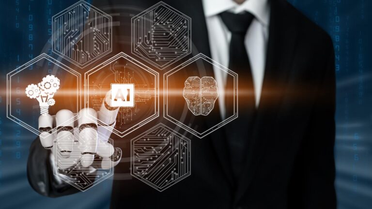 Robot stylisé représentant un assistant IA dans le parcours d’accueil de nouveaux utilisateurs