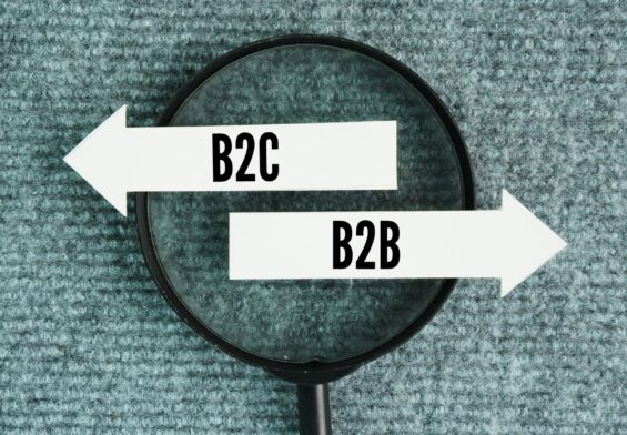 Flèche distinguant les activités B2B et B2C
